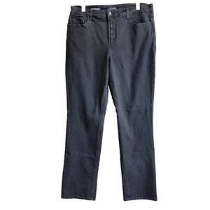 NYDJ Marilyn Straight Jeans 18W Lift Tuck Dark Wash Black Stretch Denim Women